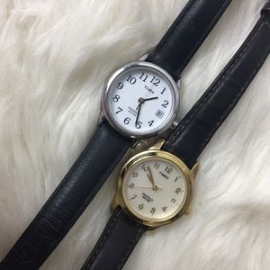 Ladies timex date wrist watch 2 pack thin band